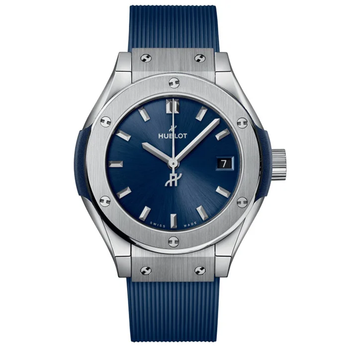 Classic Fusion 29mm in Titanium On Blue Rubber Strap with Blue Dial
