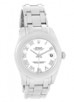 Pre-Owned Rolex 81209 Masterpiece 34mm in White Gold with Smooth Bezel 81209