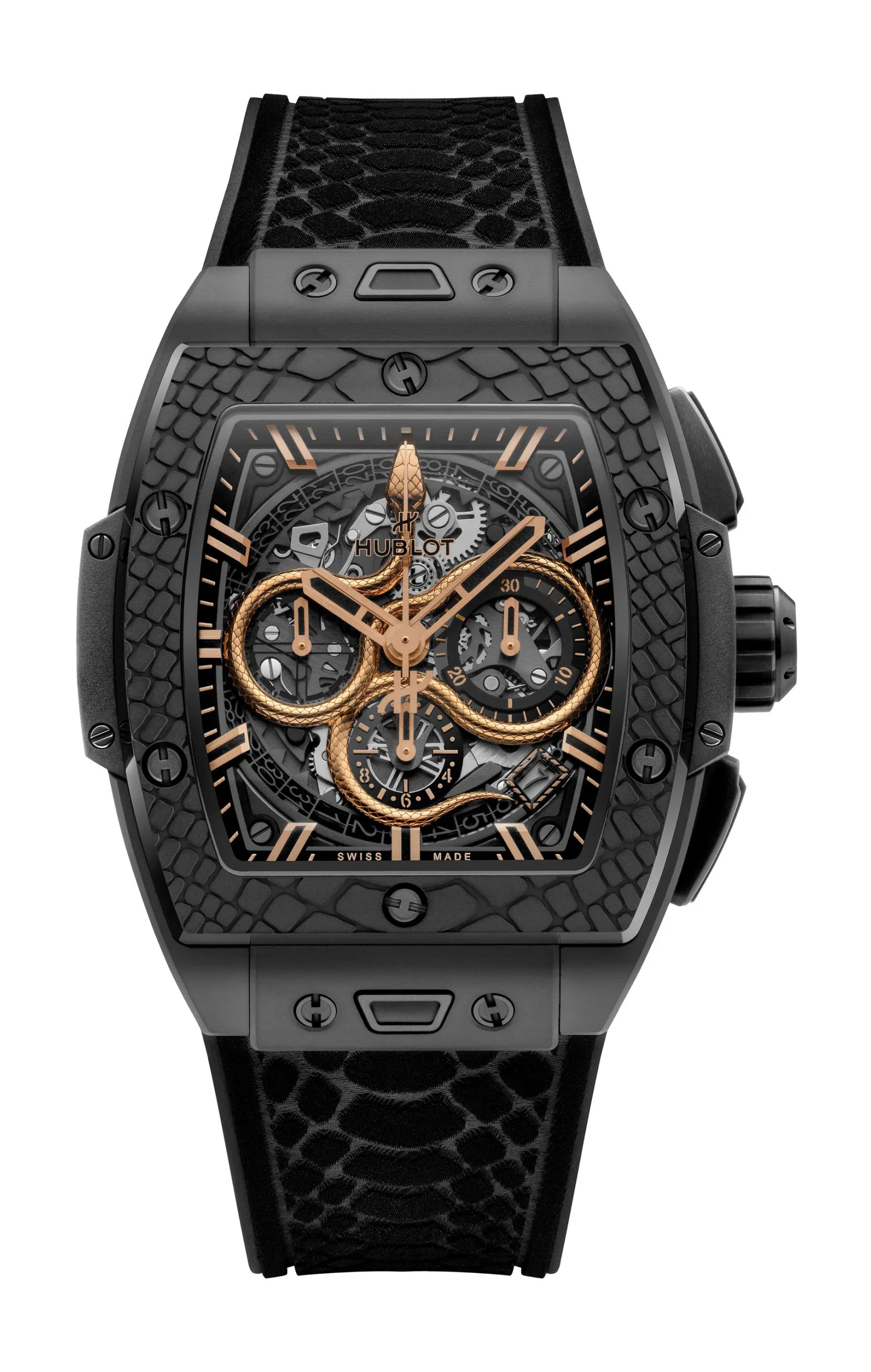 Spirit of Big Bang Year of the Snake in Black Ceramic  on Black Rubber Strap with Sapphire Dial