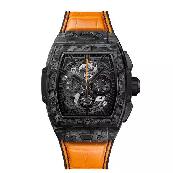 Spirit of Big Bang Sang Bleu 42mm in Black Frosted Carbon on Black Rubber Strap with Sapphire Dial