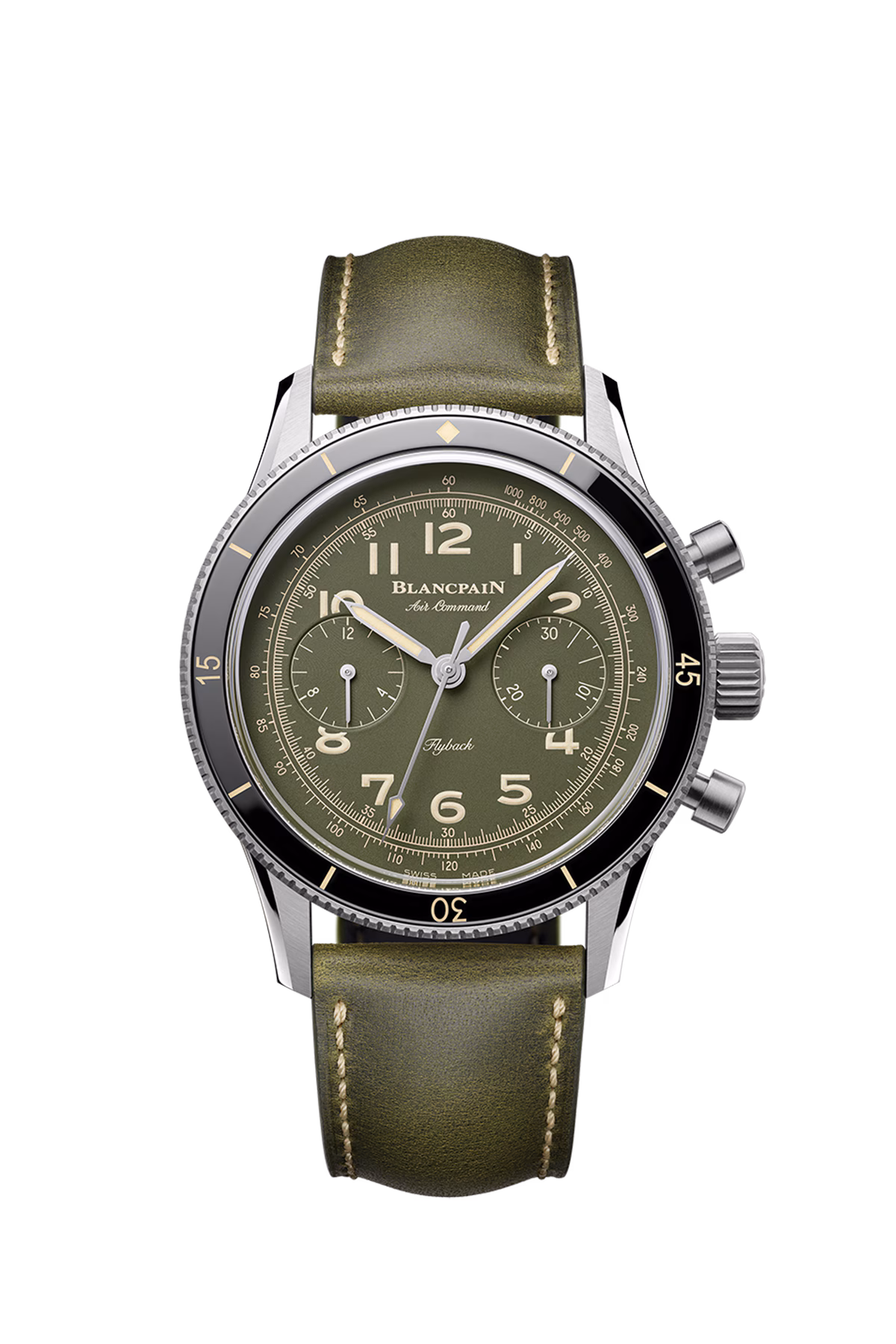 Air Command Flyback Chronograph in Titanium on Green Calfskin Leather Strap with Green Dial