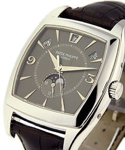 5135G Calendario  Annual Calendar in White Gold on Brown Aligator Leather Strap with Grey Dial