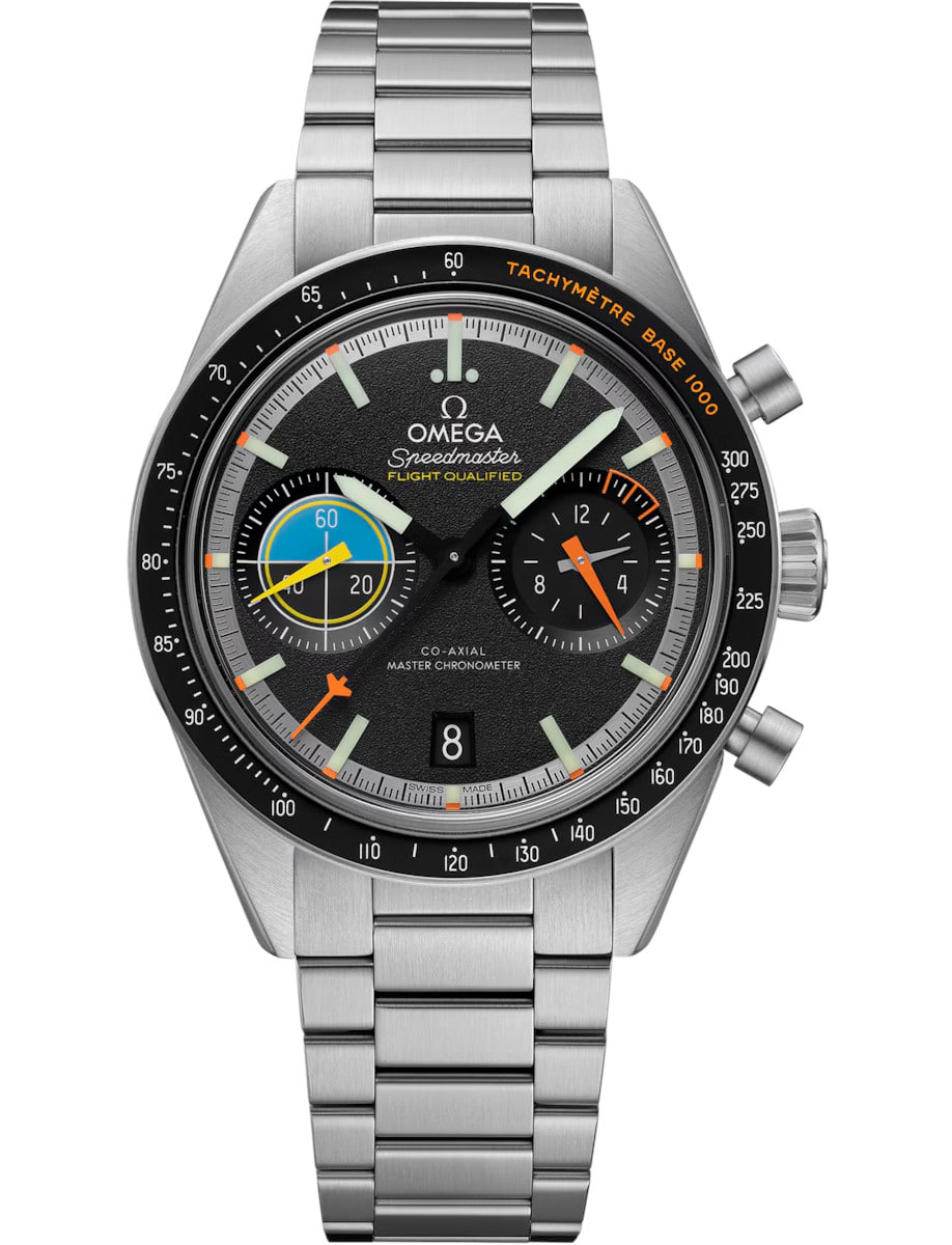Speedmaster Pilot Chronograph 40.5mm in Steel On Steel Bracelet with Black Dial