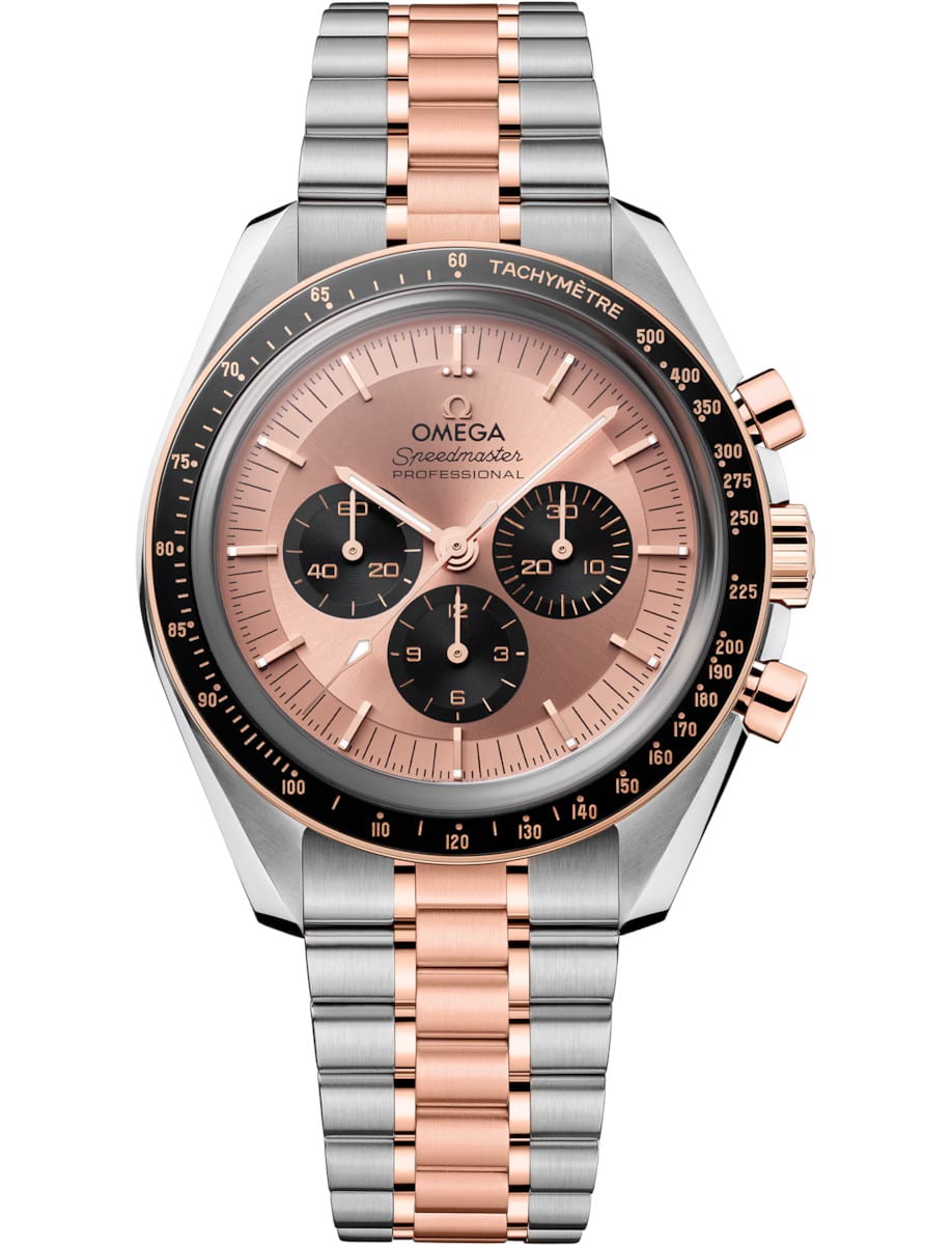 Speedmaster Moonwatch Professional 42mm in Steel with Rose Gold Bezel on Steel and Rose Gold Bracelet with Pink Dial - Black Subdials