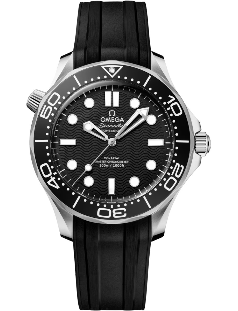 Seamaster Diver 300M 42mm in Steel on Black Rubber Strap with Black Dial