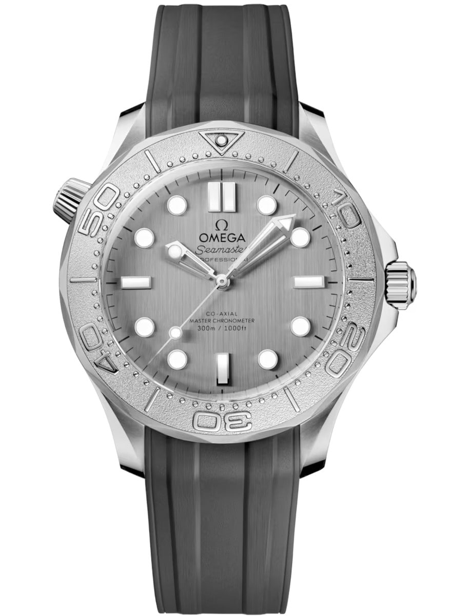 Seamaster Diver 300M 42mm in Steel with Titanium Bezel on Grey Rubber Strap with Grey Dial