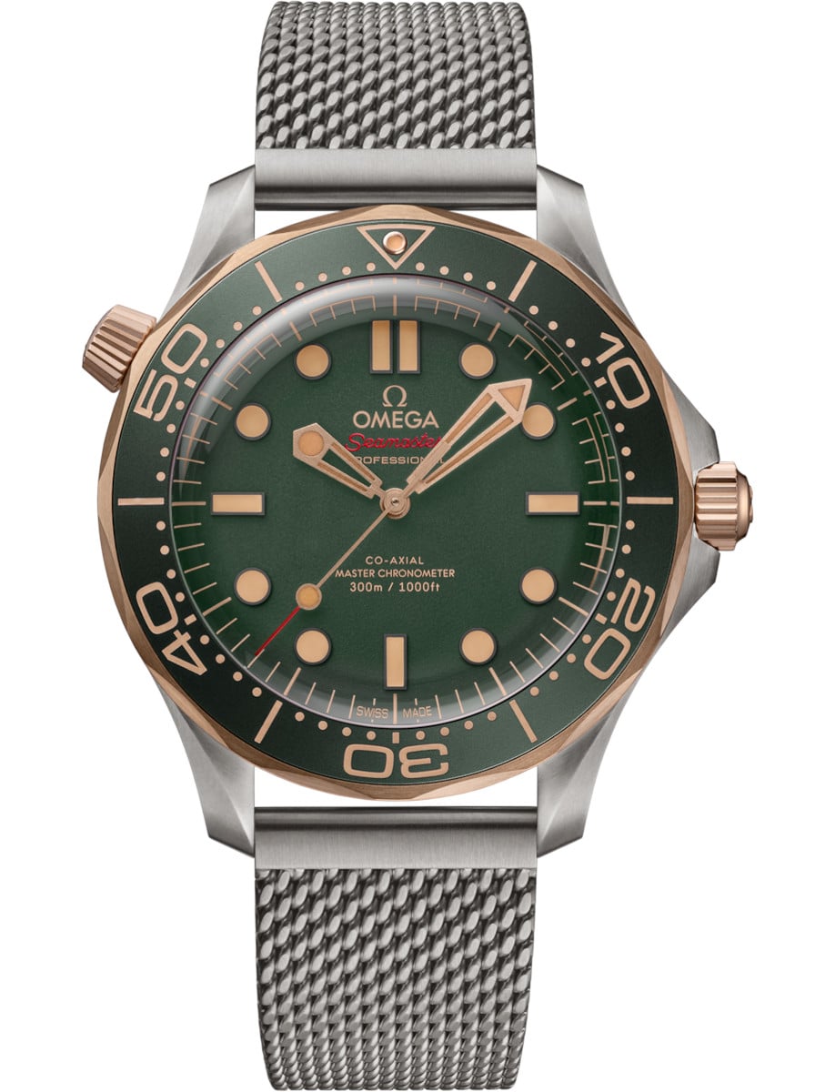 Seamaster Diver 300M in Titanium with Bronze Bezel On Titanium Bracelet with Green Dial