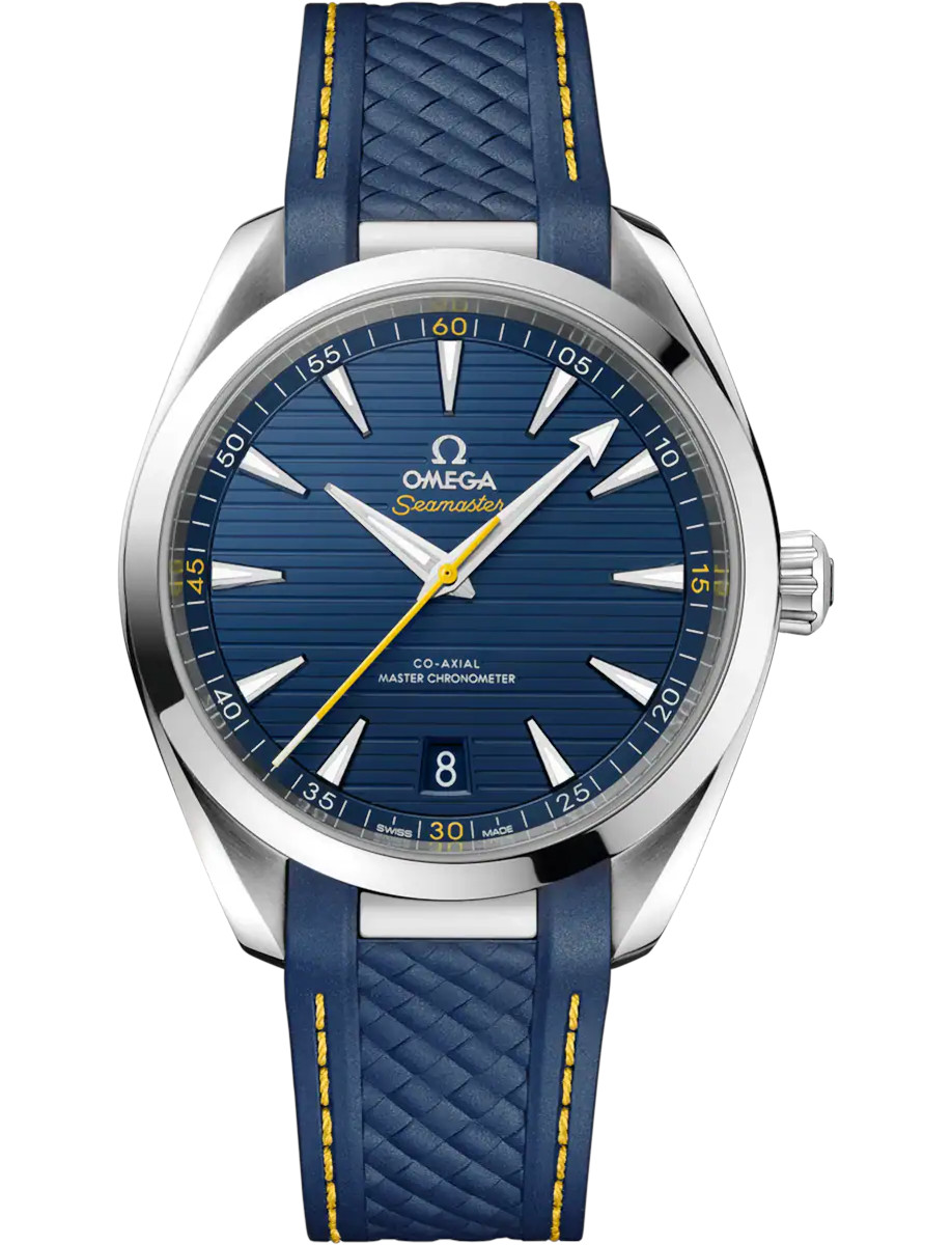 Seamaster Aqua Terra 150M Master Chronometer 41mm in Steel on Blue Rubber Strap with Blue Stick Dial
