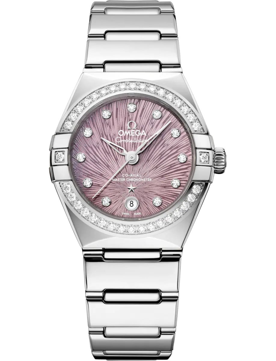Constellation 29mm in Steel with Diamond Bezel on Steel Bracelet with Lilac Dial