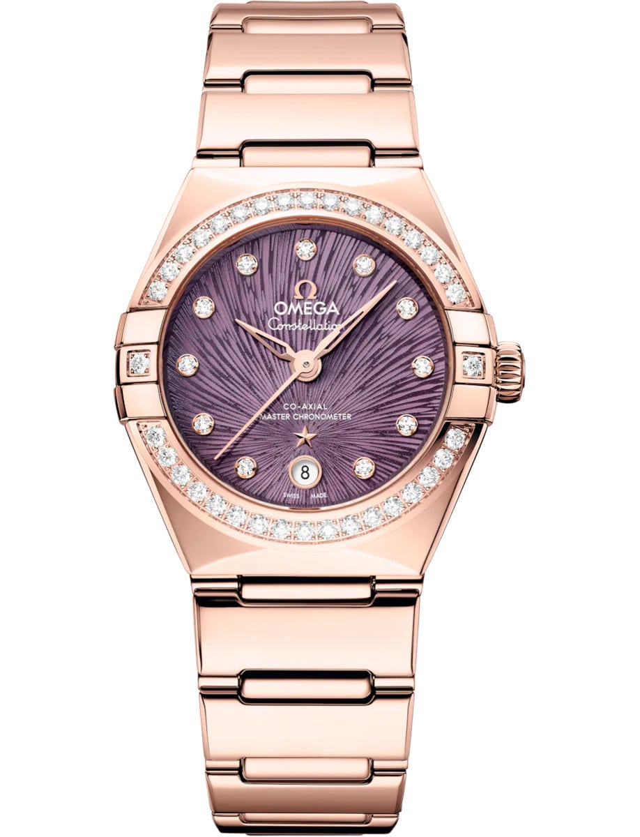 Constellation 29mm in Sedna Gold with Diamond Bezel on Sedna Gold Bracelet with Purple Dial