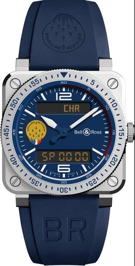 BR-03 Type A Patrouille de France 42mm in Steel on Blue Rubber Strap with Blue Dial - Limited edition of 100