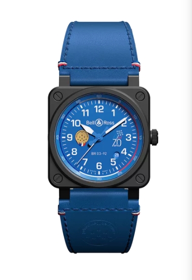 BR-03 Patrouille de France 70th Anniversary 42mm in Black Ceramic on Blue Calfskin Leather Strap with Blue Dial - Limited edition of 999