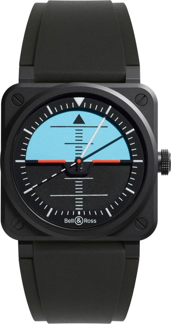 BR-03 Horizon 41mm in Black Ceramic on Black Rubber Strap with Black Dial - Limited Edition 999