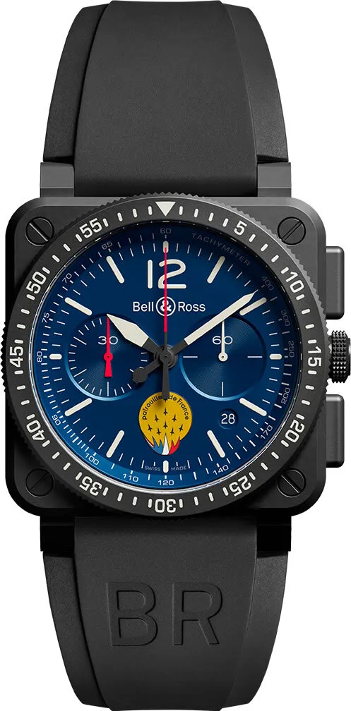 BR 03-94 patrouille de France 42mm in Black Ceramic on Black Rubber Strap with Blue Dial - Limited Edition of 500 Pieces