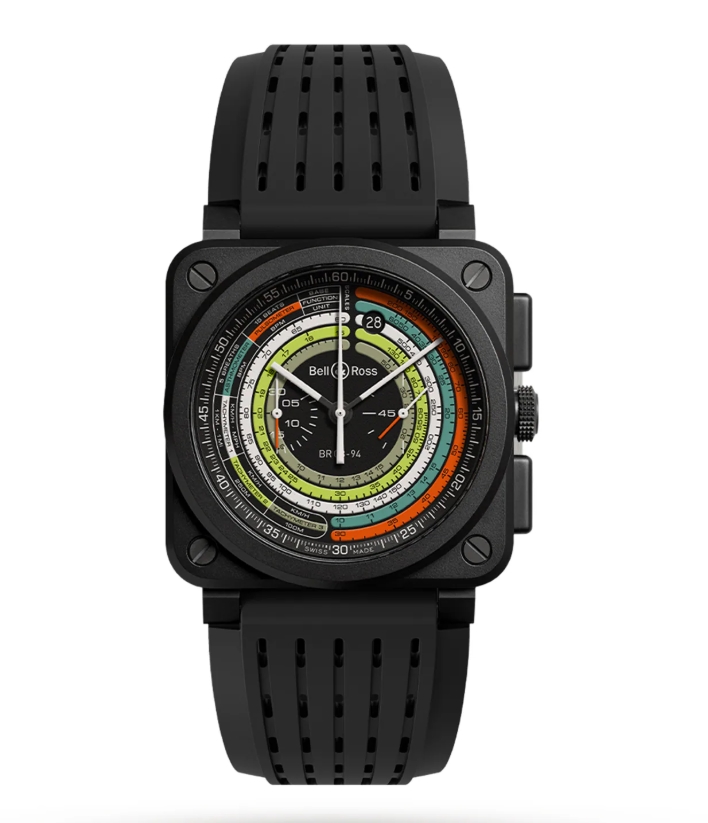 BR-03 Chrono multimeter 42mm in Black Ceramic on Black Rubber Strap with Black Dial - Limited Edition of 500 Pieces