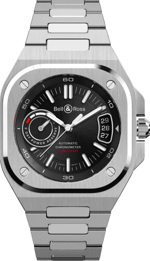BR-X5 41mm in Steel on Steel Bracelet with Black Dial