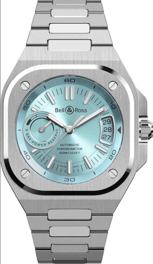 BR-X5 41mm in Steel on Steel Bracelet with Ice Blue Dial