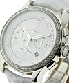 Lady''''s Master Compressor Chronograph Steel with Diamond Bezel and White Strap