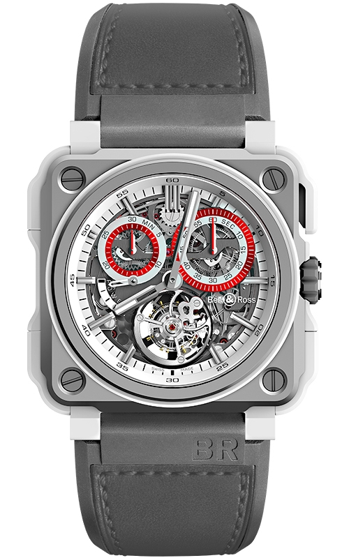 BR-X1 Hyperstellar Chronograph in Titanium and White Ceramic with Rubber on Black Crocodile Leather Strap with Skeleton Dial - Limited Edition of 20 Pieces