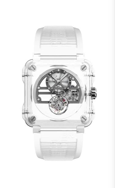 BR-X1 Tourbillon 45mm in Sapphire -  Limited Edition of 8 Pieces on Translucent Rubber Strap with Skeleton Dial