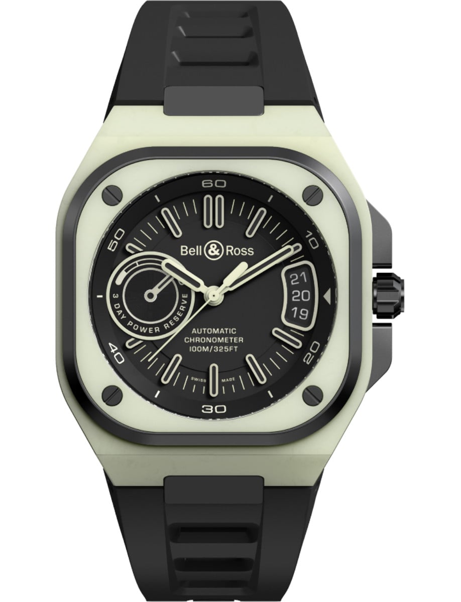 BR-X5 Experimental 41mm in Titanium on Black Rubber Strap with Black Dial