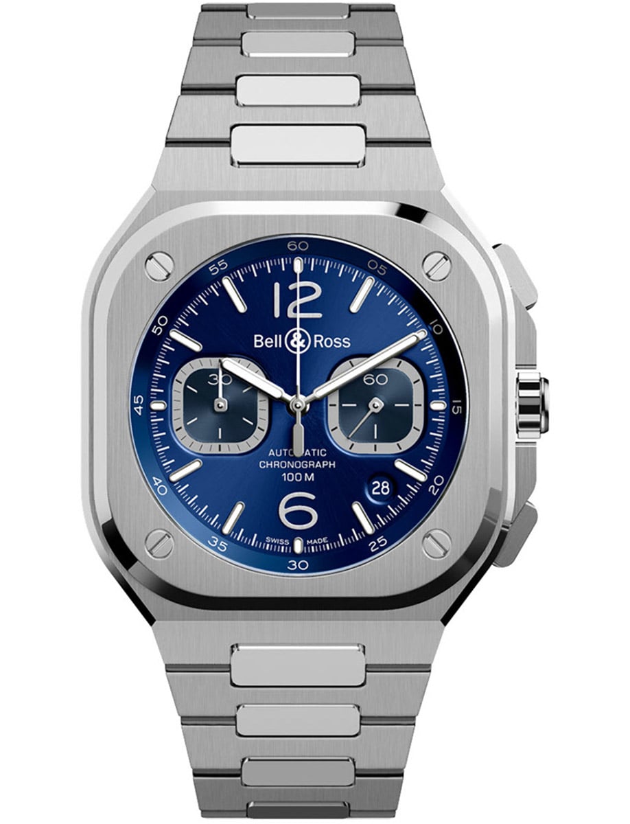 BR-05 Urban Chrono 42mm Automatic in Steel on Steel Bracelet with Blue Dial
