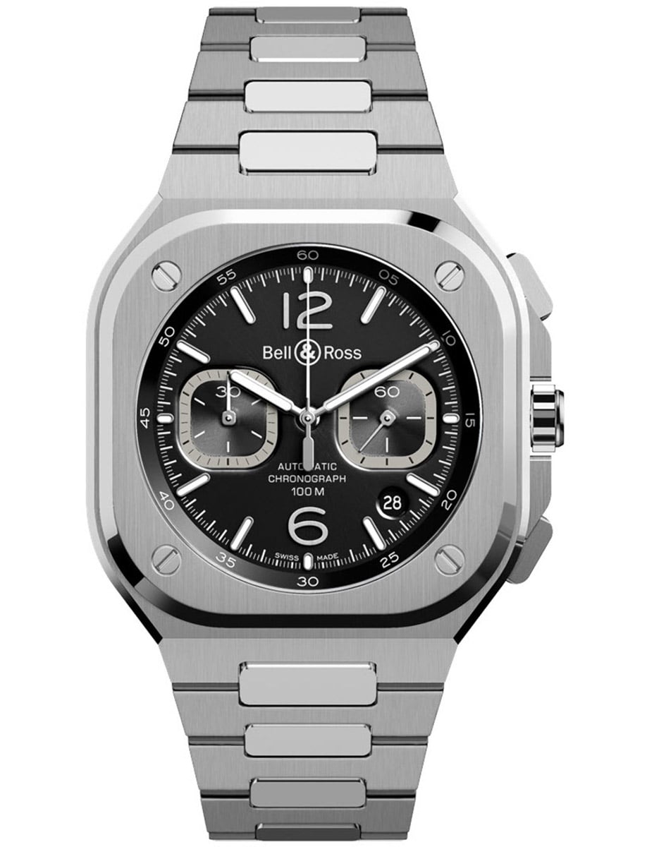 BR-05 Urban Chrono 42mm Automatic in Steel on Steel Bracelet with Black Dial