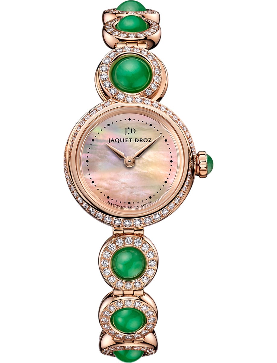 Lady 8 Petite Jade 25mm Automatic in Rose Gold with Diamond Bezel on Bracelet with Copper Mother of Pearl Dial