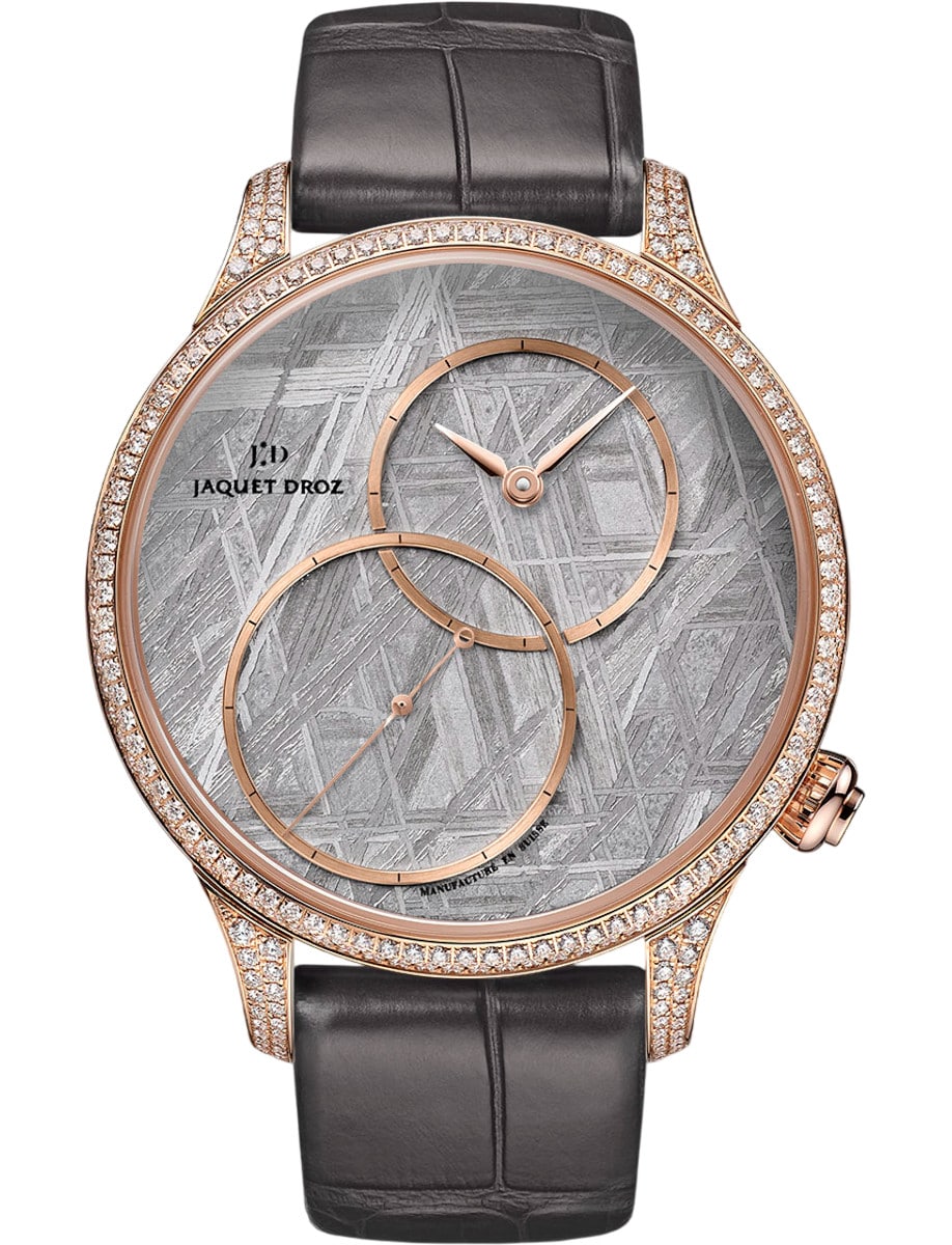 Grande Seconde Off-Centered 39mm in Rose Gold with Diamond Bezel & Lugs on Strap with Meteorite Dial - Limited Edition