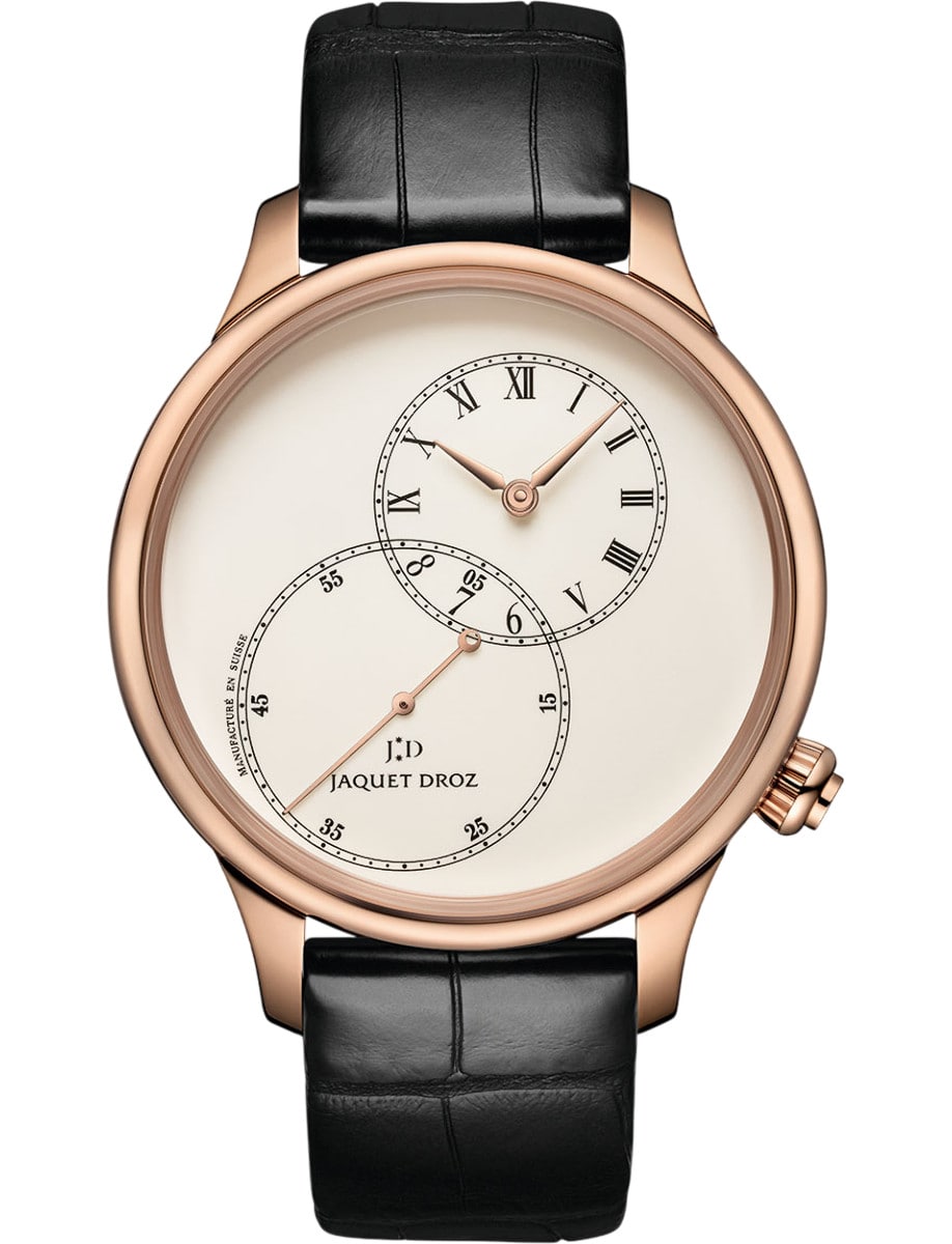 Grande Seconde Off-Centered 39mm in Rose Gold  on Black Alligator Leather Strap with Ivory Dial