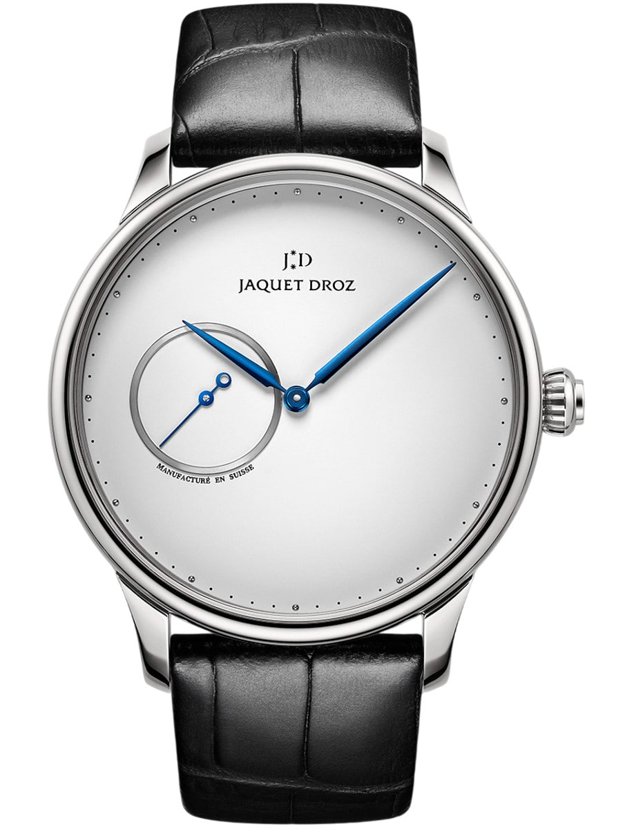 Astrale Grande Heure Minute Silver 43mm in Steel on Black Crocodile Leather Strap with Silver Dial