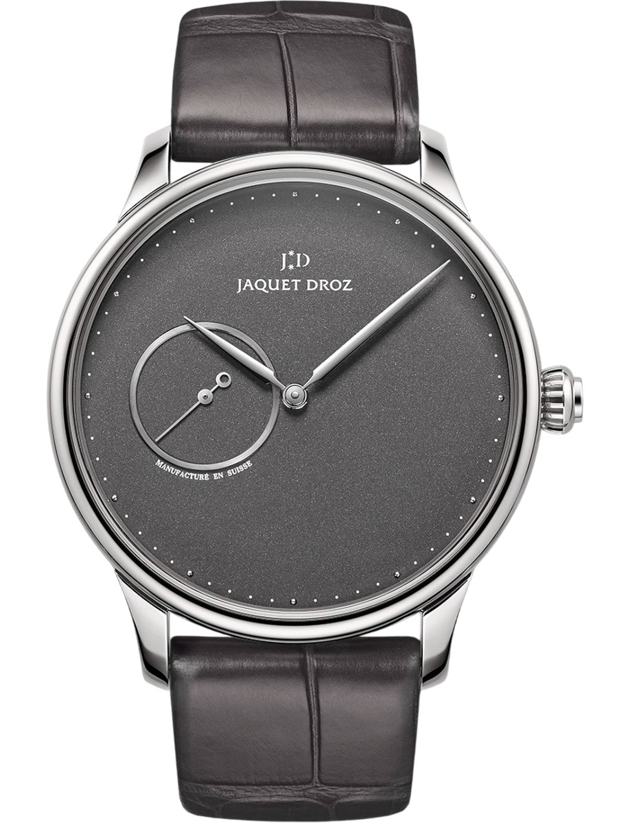 Astrale Grande Heure Minute Ardoise 43mm in Steel on Slate Grey Crocodile Leather Strap with Slate Grey Dial