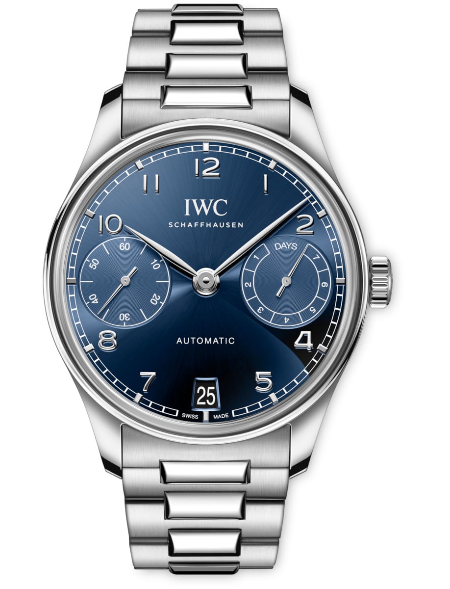 Portugieser Automatic 42mm in Steel on Steel Bracelet with Blue Dial