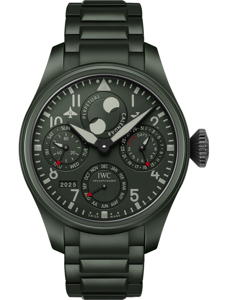 Big Pilot Perpetual Calendar 46.5mm in Green Ceramic on Green Ceramic Bracelet with Green Dial