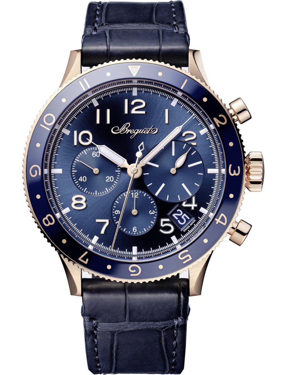 Type XX Chronographe 42mm in Rose Gold with Blue Ceramic Bezel on Blue Alligator Leather Strap with Blue Dial