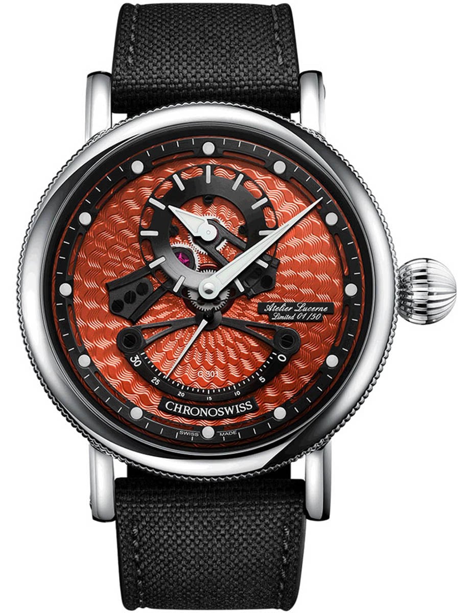 Open Gear ReSec Tiger 44mm in Steel with Black DLC Coating on Black Fabric Strap with Red & Black Dial - Limited Edition 50 pieces