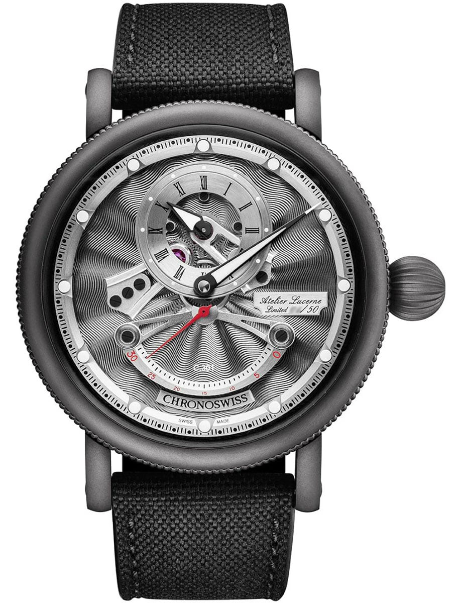 Open Gear ReSec Mr. Grey 44mm in Steel with Grey DLC Coating on Black Fabric Strap with Silver Dial - Limited Edition 50 pieces