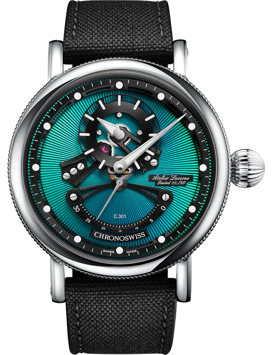 Open Gear ReSec Big Wave 44mm in Steel on Black Fabric Strap with Gradient Blue Green Dial - Limited Edition 50 pieces