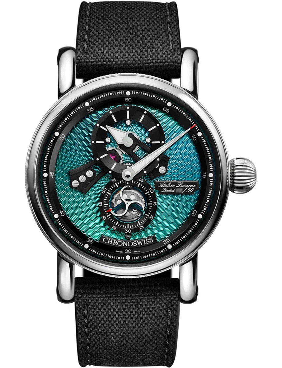 Open Gear Paraiba 44mm in Steel on Black Fabric Strap with Gradient Blue Green Dial - Limited Edition 50 pieces