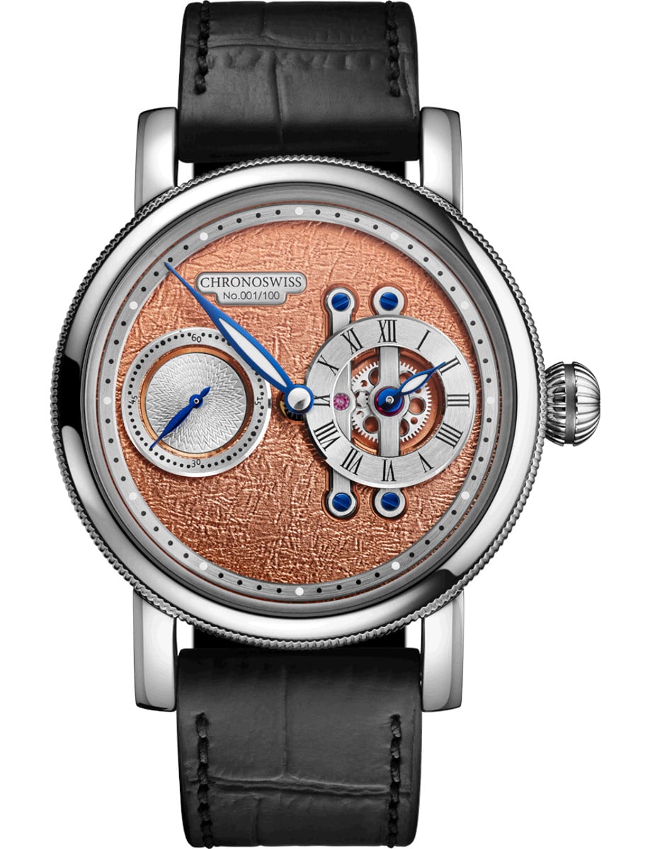 Strike Two Terra 40mm in Steel - Limited Edition 100 Pieces on Black Calfskin Leather Strap with Brown Dial