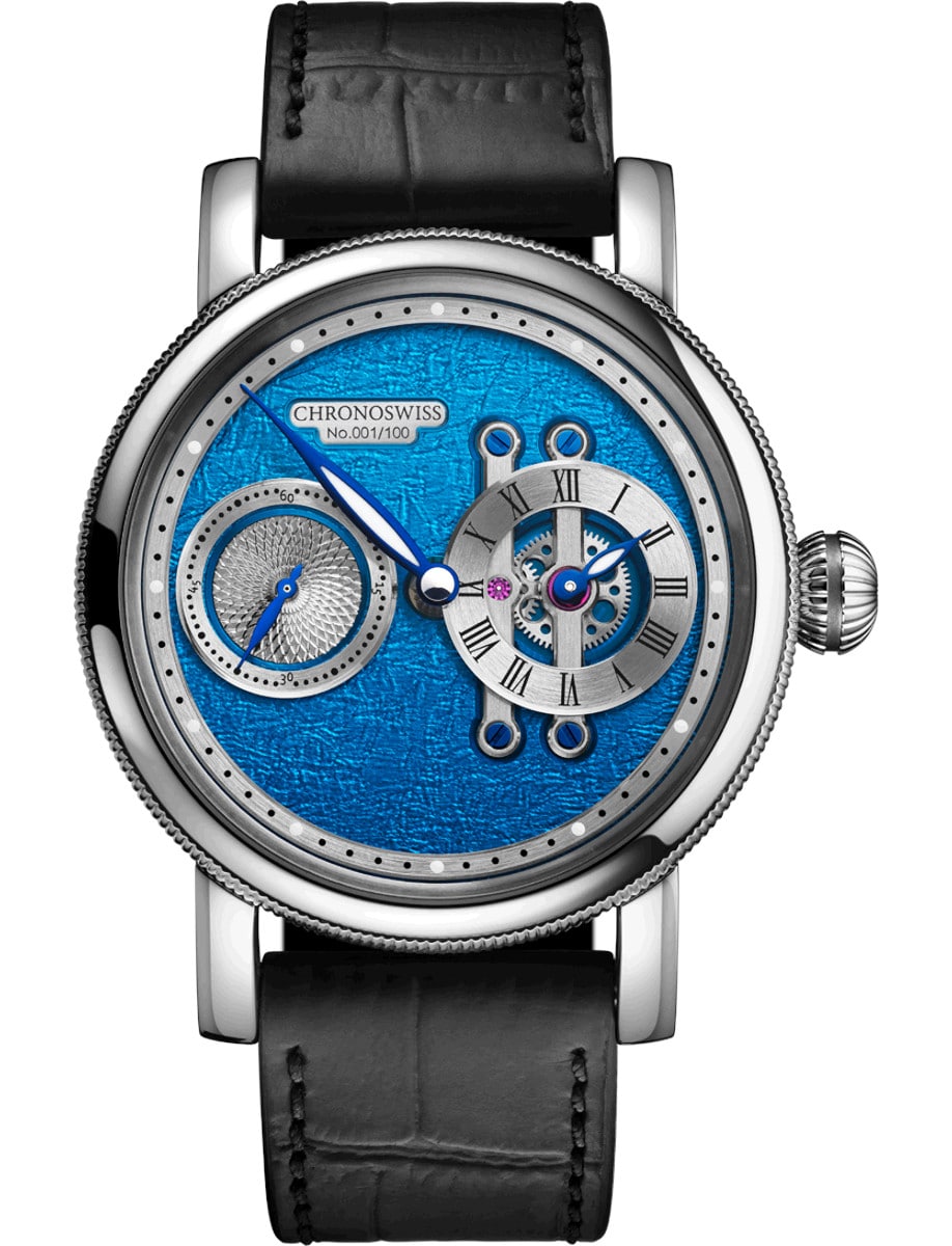 Strike Two H2O 40mm in Steel - Limited Edition 100 Pieces on Black Calfskin Leather Strap with Blue Dial