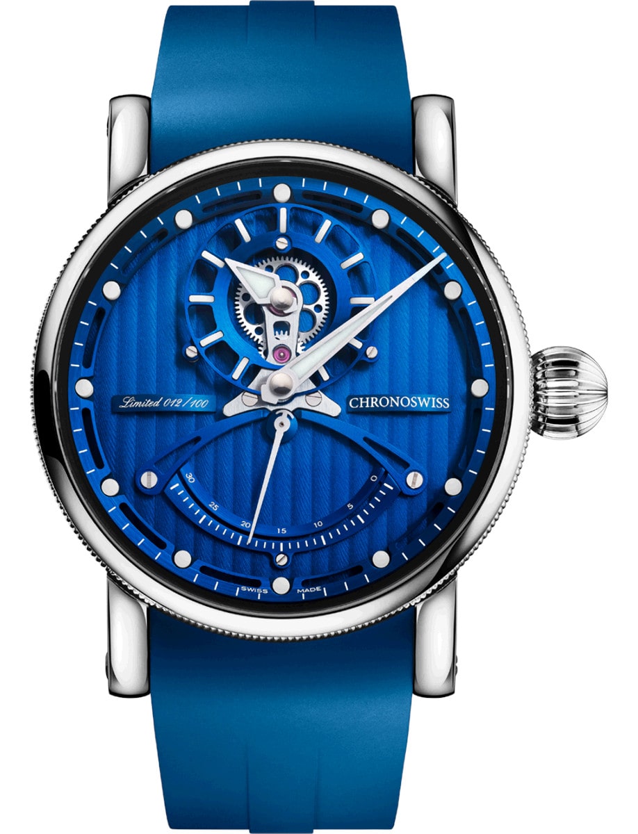 ReSec Vertical 42mm in Titanium - L.E 100 pcs on Blue Rubber Strap with Blue Dial