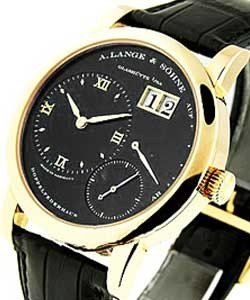 Lange 1 Mens Mechanical in Rose Gold On Black Crocodile Leather Strap with Black Dial