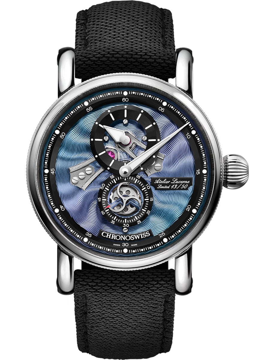 Open Gear Hypnotic 41mm in Steel on Black Fabric Strap with Blue to Violet Dial - L.E 50 pcs