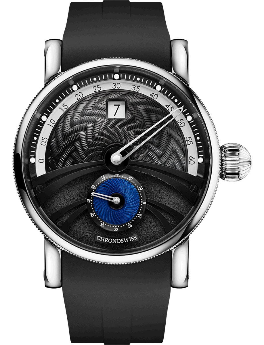 Delphis Venture 42mm in Steel - L.E 50 on Black Rubber Strap with Galvanic Black Dial