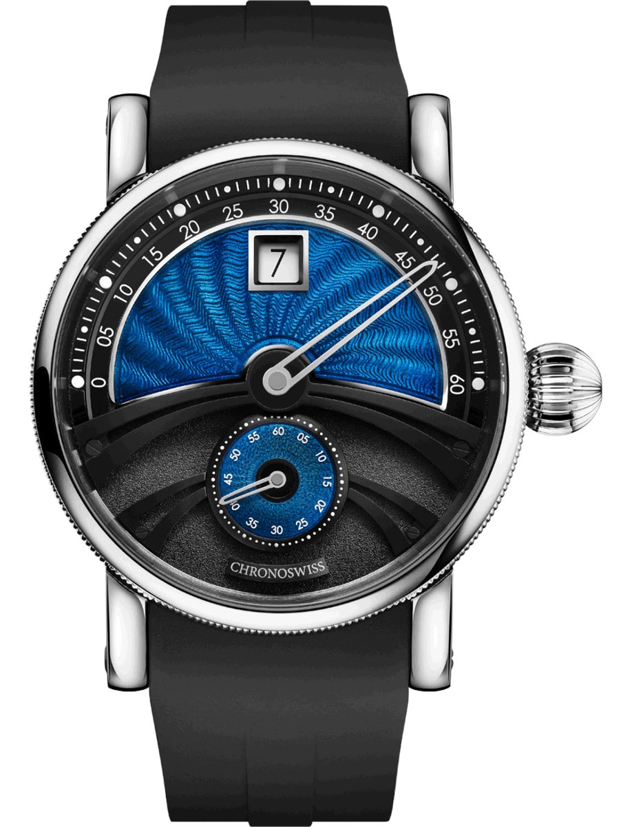 Delphis Sub Zero 42mm in Titanium - L.E 50 on Black Rubber Strap with Blue & Black Dial