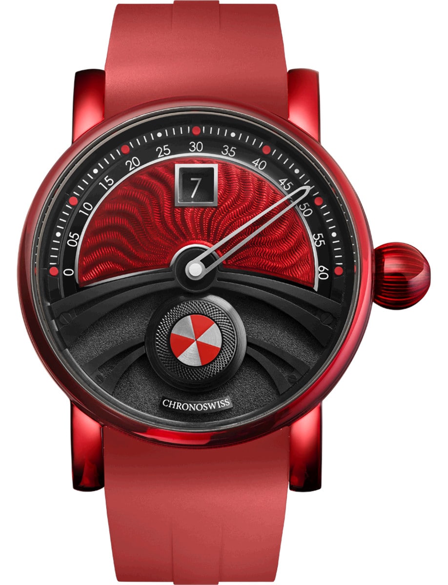 Delphis Firestarter 42.6mm in Titanium Core Nano Shell on Red Rubber Strap with Red & Black Dial - L.E 50