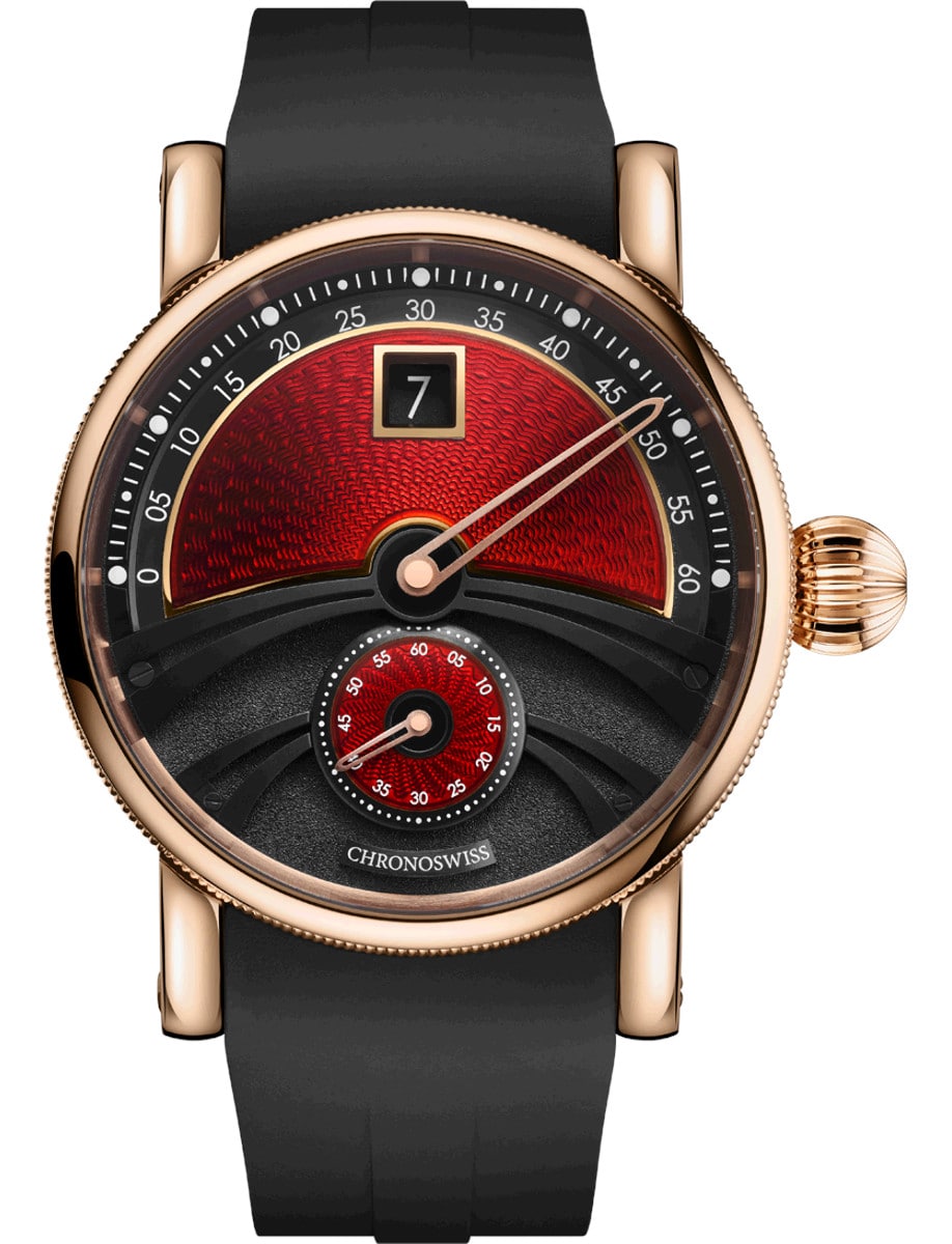Delphis Dracula 42mm in Rose Gold on Black Rubber Strap with Black & Red Dial - L.E 50