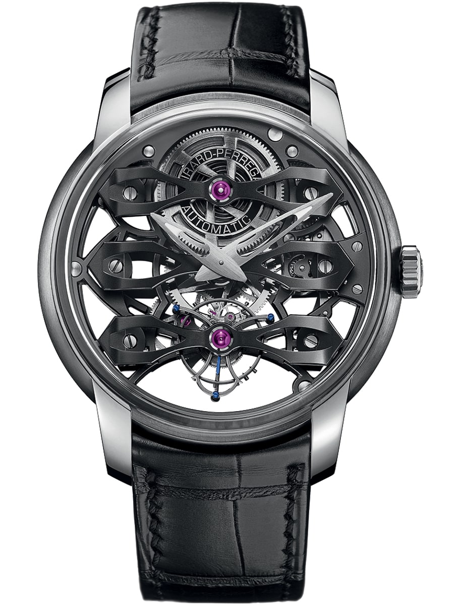 Bridges Neo-Tourbillon with Three Skeleton 45mm in Titanium On Black Alligator Leather Strap with Skeleton Dial - - Limited to 18