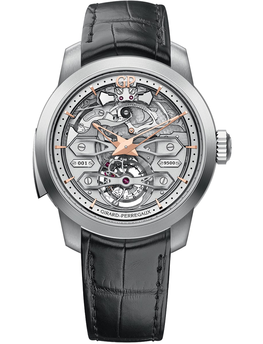 Bridges Minute Repeater Tourbillon 45mm in Titanium - L.E 30 Piece On Black Alligator Leather Strap with Skeleton Dial